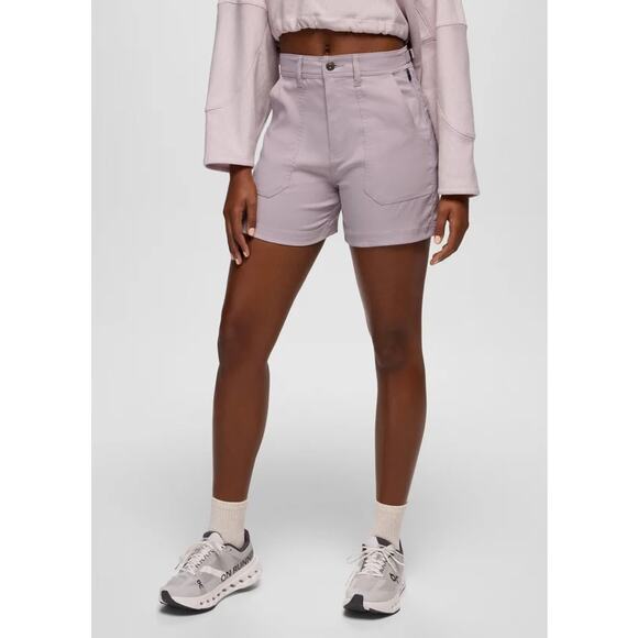 Prana Stretch Zion Cargo Short 5" Women's 10 Haze Standard Fit High Rise Stretch - Picture 1 of 13